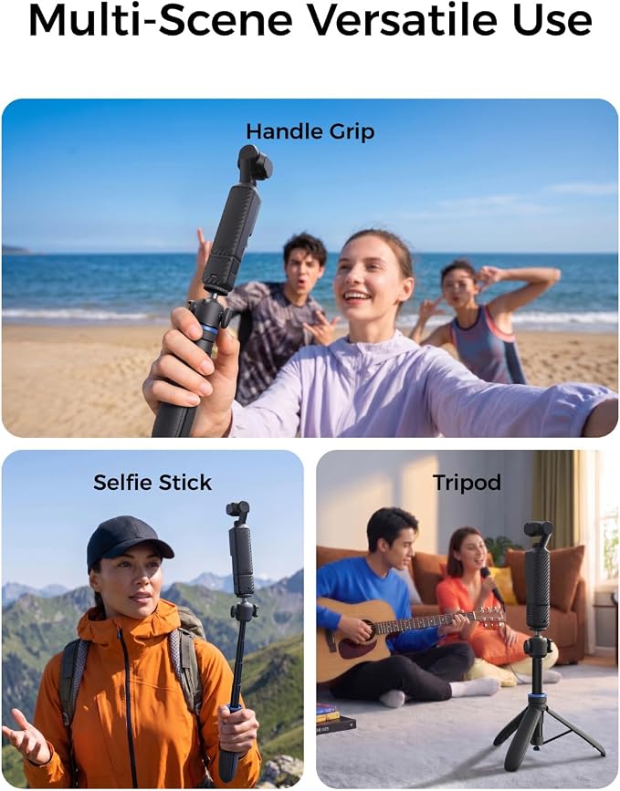 TELESIN 0.1s Auto Open Mini Selfie Stick Tripod for DJI Osmo Pocket 3 4 | 65 cm/25.5in Tripod Compatible with Insta360 Luna Ultra Xtra Muse Action Camera Accessories, Cold Shoe Mount, 360° Ball Head - Image 9
