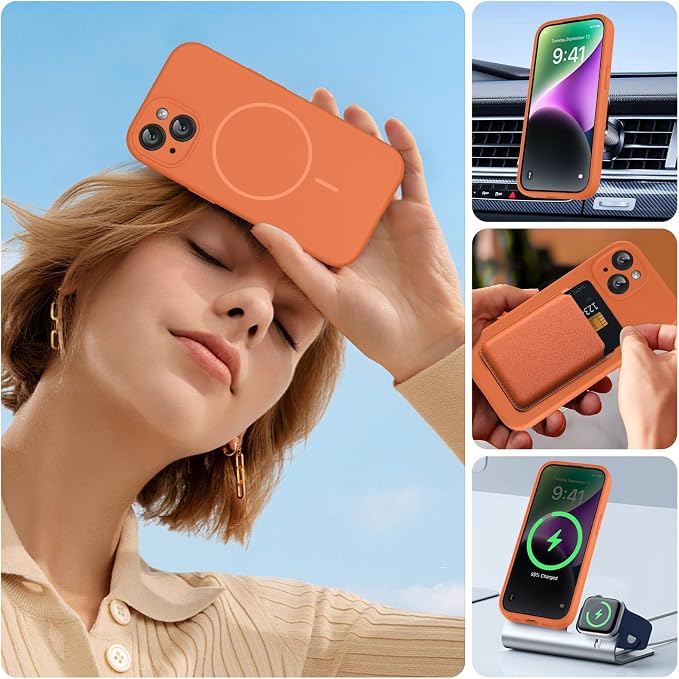 miracase Magnetic for iPhone 14 Plus Case, [Soft Anti-Scratch Microfiber Lining], Compatible with MagSafe, Silicone Shockproof Protection Phone Case for iPhone 14 Plus,Orange - Image 6