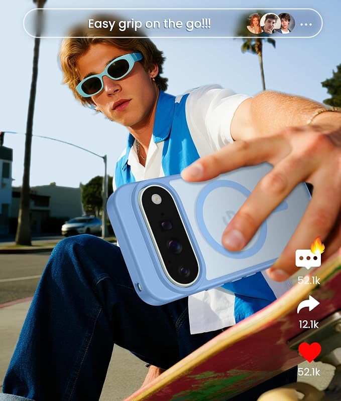 FNTCASE for Google Pixel 11 Pro Case / Pixel 11 Case, with Screen Protector | Fit for Magsafe, Translucent Matte, 14FT Military Grade Drop Protection, Shockproof Protective Phone Cover, Light Blue - Image 9