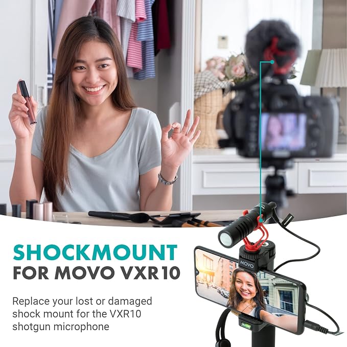 Movo SMVXR10 Replacement Shockmount for VXR10 Shotgun Camera Microphone- Shock Mount VXR10 Condenser Microphone (Pack of 2) - Image 3