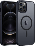 FNTCASE for iPhone 12 Pro Max Case, Fit for Magsafe, Translucent Matte Back | Strong Magnetic Charging, Shock Absorbent, 14FT Military Grade Drop-proof, Anti Slip, Black by FNTCASE