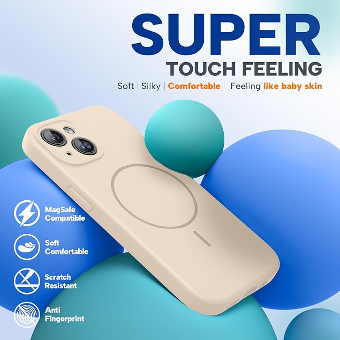 Miracase Silicone & Magnetic for iPhone 14 Case, Sand | Compatible with MagSafe, Soft Microfiber Lining, Premium Silicone Cover Shockproof Drop Protection Phone Case for 14 - Image 8