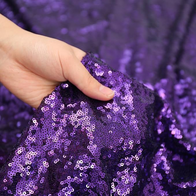Poise3EHome Purple Sequin Backdrop, 6Ft x 8Ft Glitter Photography Background Curtains for Halloween Party Wedding Birthday Decoration - Image 2