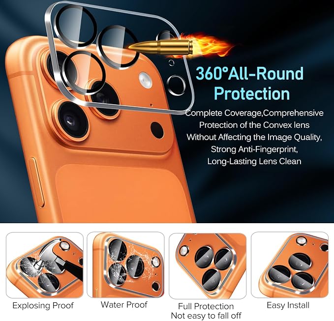 ivoler Camera Lens Protector for iPhone 17 Pro 6.3'', 4-Pack | Screen Protector Tempered Glass[Case Friendly][New version],Scratch-Resistant,Easy Installation,Clear+Black Circle - Image 4