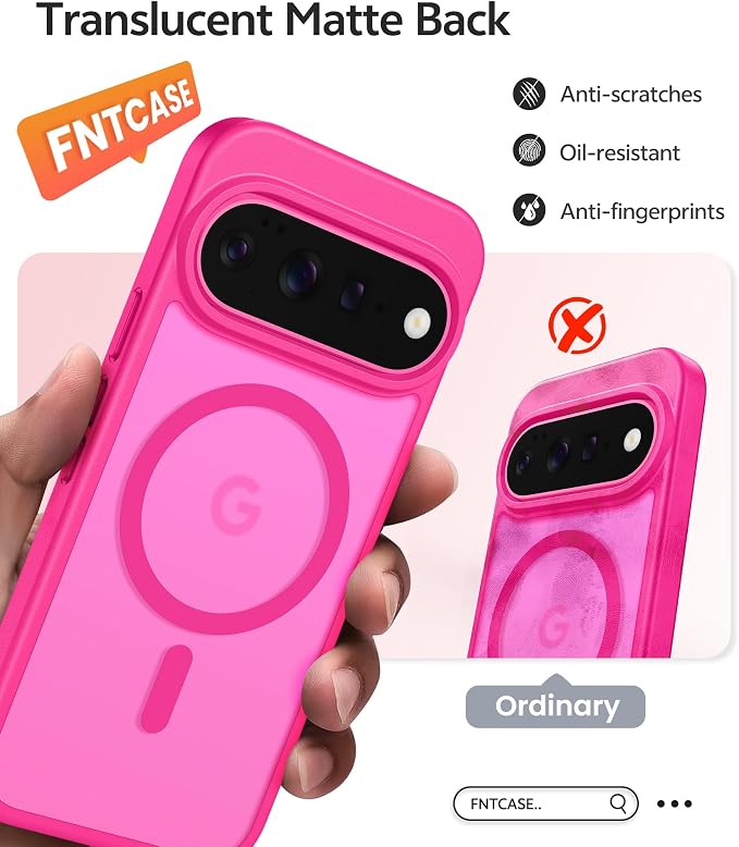 FNTCASE for Google Pixel 11 Pro Case / Pixel 11 Case, with Screen Protector | Fit for Magsafe, Translucent Matte, 14FT Military Grade Drop Protection, Shockproof Protective Phone Cover, Hot Pink - Image 7