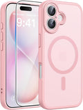 FNTCASE for iPhone 16 Plus Case, Fit for Magsafe, Screen Protector | Full Camera Protection,Translucent Matte, 14FT Military Grade Drop Proof, Shockproof Protective Phone Cover, Light Pink by FNTCASE