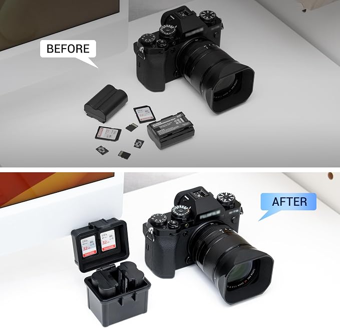 JJC Portable Camera Battery Memory Card Case,Battery Holder Organizer Box for 2x Canon LP-E17 LP-E12 LP-E10 Fuji NP-W126 NP-W235 Nikon EN-EL14A EN-EL25 Sony NP-FZ100 NP-FW50 DMW-BLG10 Battery and More - Image 7