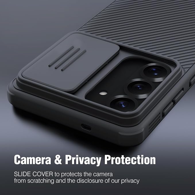 Nillkin for Samsung Galaxy S25 Case with Camera Cover, [Lens Protection] Mil-Grade Shockproof Protective Bumper Hard Cover Slim Phone Case for Galaxy S25 Cases 6.2'' Black - Image 2