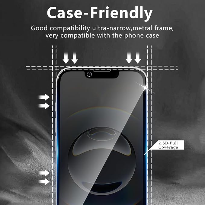 3 Pack Privacy Screen Protector Designed for iPhone 17e/16e/14/13/13 Pro,Full Coverage Anti-Spy Tempered Glass Film,9H Hardness,Anti-Fingerprint,Bubble Free,Easy to Install - Image 6