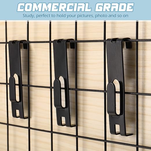 Chumia 50 Pieces Gridwall Hooks Hangers Notch Display Hooks Utility Gridwall Hanging Hooks Accessories for Picture Photo Frame Painting Artworks Panel Office Home Grid Panel (Black) - Image 4