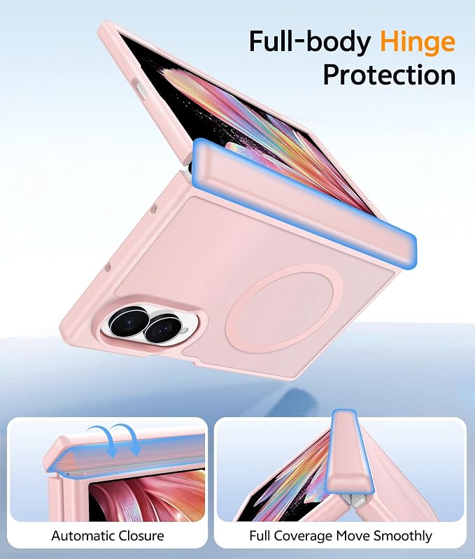 FNTCASE for Samsung Galaxy Z Fold 8 Case, Fit for Magsafe, Hinge Protection | Screen Protector, Translucent Matte Magnetic Back, 18FT Military Grade Drop Proof, Protective Phone Cover, Light Pink - Image 3