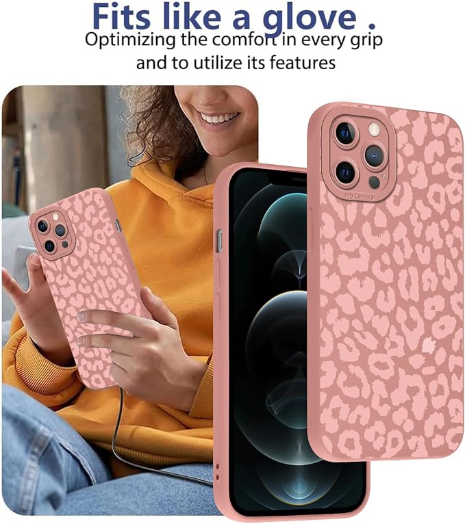 Cute Pink Cheetah Print Phone Case for iPhone 12 Pro 6.1" | Aesthetic Leopard Pattern Design Cover Full Camera Lens Protective Shockproof Soft Slim TPU Funda for Women Girls - Image 7