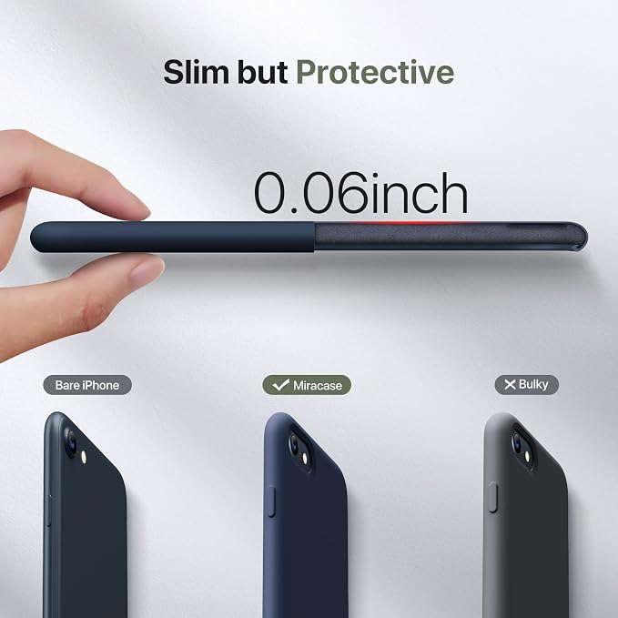 miracase Ultra Slim Designed for iPhone SE Case 2022(3rd Gen)/iPhone SE 2020 Case(2nd Gen)/iPhone 7 Case/iPhone 8 Case with Screen Protector, Multi-Color Silicone Shockproof Phone Case(Dark Blue) - Image 6