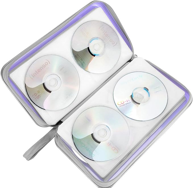 Siveit 80 Capacity CD/DVD Case Holder, Hard Plastic CD DVD Disc Cases Storage Binder for Car Home Office Travel (Lavender) - Image 5