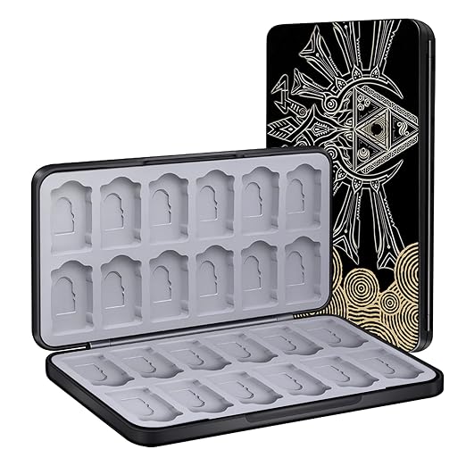 Game Card Case for Nintendo Switch/Switch 2/OLED/Lite, Portable Switch Game Case Magnetic Closure Games Holder with 24 Slots for Games Cards & SD Cards Durable Cartridge Cases Hard Shell, Black by Sunmike