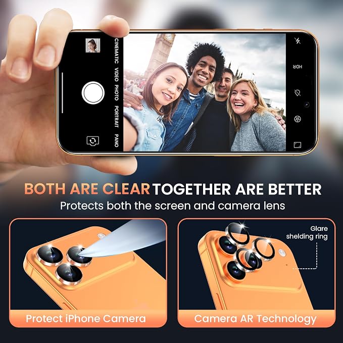 Fotbor Compatible for 3 Pack iPhone 17 Pro Max Screen Protector with 1 Set Camera Lens Protector, 2025 Upgrade 9H+ Premium Tempered Glass 17 Promax, Easy Installation Kits, 6.9 inch - Image 6