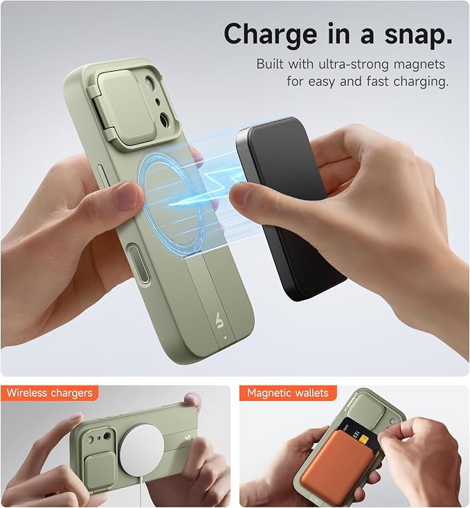SURITCH for iPhone 17 Pro Max Case with Camera Control Cover, Camera Cover and Adjustable Kickstand, Compatible with MagSafe, Shockproof Bumper Protective Cases 6.9 Inch, Green - Image 3
