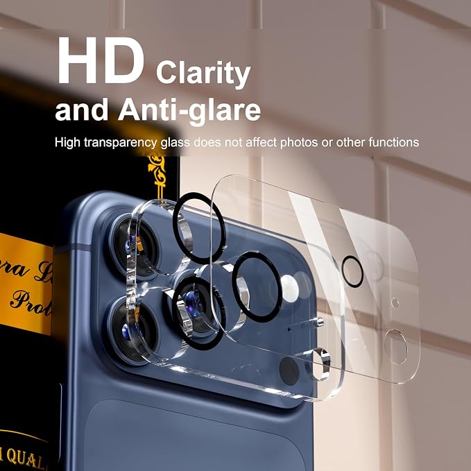 for 6 Pack iPhone 17 Pro Camera Lens Protectors, Clear | [Drop Protection] [Case Friendly] [Easy Installation] 9H Tempered Glass Camera Screen Protector Cover Accessories 6.3-inch - Image 7