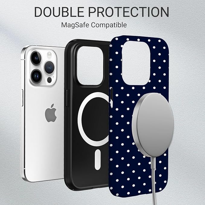 TPU Phone Case for iPhone 15 Pro Max, MagSafe Wireless Charging Compatible, Shockproof Slim Fit Protective Cover with Anti-Yellowing & Raised Camera Protection (Polka dot 7, iPhone 15 Pro Max) - Image 6