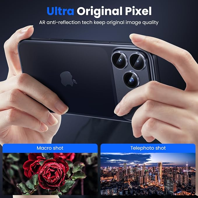 WSKEN for iPhone 17 Pro Camera Lens Protector - Military Grade Design | Strong Adhesion, Daily Shatterproof, Metal Aluminum Alloy Tempered Glass Camera Screen Protector, Deep Blue - Image 2