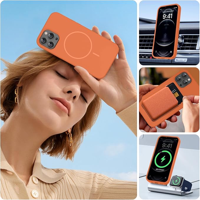 Miracase Silicone & Magnetic for iPhone 12 Pro Max Case, Orange | Compatible with MagSafe, Soft Microfiber Lining, Premium Silicone Case Shockproof Drop Protection Phone Case for 12 Pro Max - Image 8