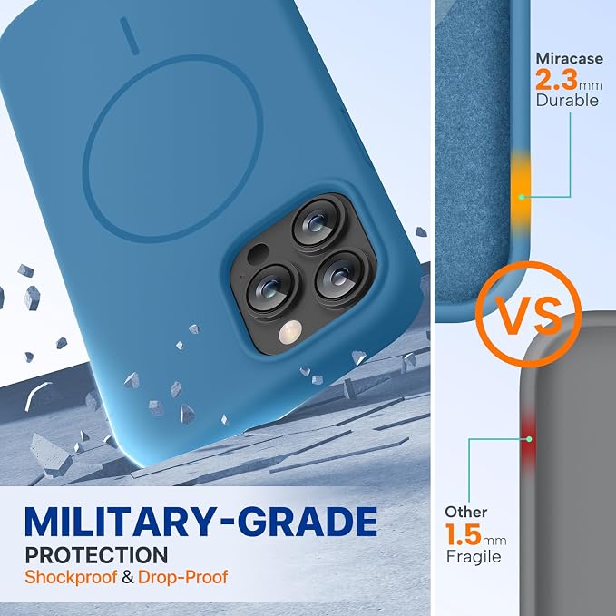 Miracase Magnetic for iPhone 15 Pro Case, Silicone, Soft Microfiber Lining - Image 2