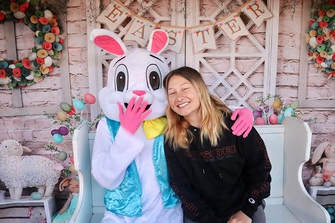Kate 10x10ft Happy Easter Photography Backdrops Colorful Eggs | Cute Rabbit Toy Photographic Background Retro Wall White Door Baby Shower Newborn Shooting Backdrop - Image 3