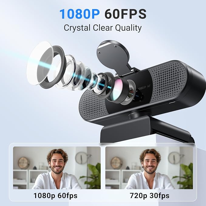 EMEET C960 AF 1080P Webcam for PC, Autofocus, 73° View Angle | Computer Camera w/Privacy Cover and Microphone, Plug and Play USB Webcam for Video Calling/Zoom/Teams/Google Meet - Image 2