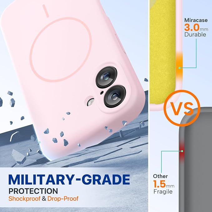 miracase Magnetic for iPhone 16 Plus Case, [Soft Anti-Scratch Microfiber Lining], Compatible with MagSafe, Liquid Silicone Shockproof Drop Protection Phone Case for 16 Plus,Sand Pink - Image 4