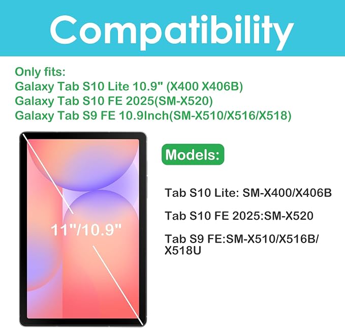 ProCase 2 Pack Screen + 3 Camera Lens Protector for Galaxy Tab S9/10 FE | for Galaxy Tab S10 Lite 5G 10.9"/Tab S10 FE 2025 / Tab S9 FE G WiFi 2023, Tempered Glass Film Guard Compatible with S Pen - Image 2