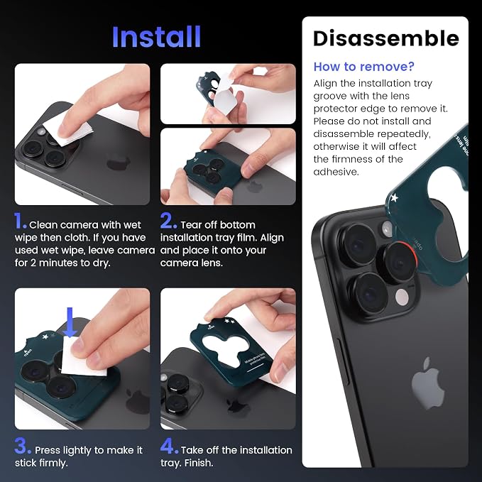 Tensea Camera Lens Protector for iPhone 16 Pro Max/16 Pro/15 Pro Max/15 Pro | Metal Aluminum Alloy Tempered Glass Cover Bling Camera Screen Protector Accessories, Case Friendly - Image 7