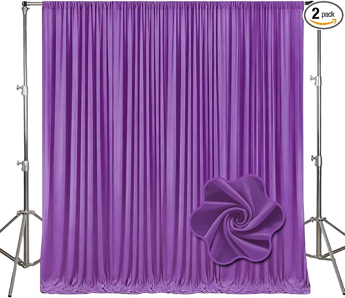 10ft x 10ft Purple Backdrop Curtains for Parties, Polyester Fabric Backdrop Drapes with Rod Pockets for Weddings, Birthday, Halloween, Photography, Christmas Party Background Curtain, 2 Panels by Tisspoms