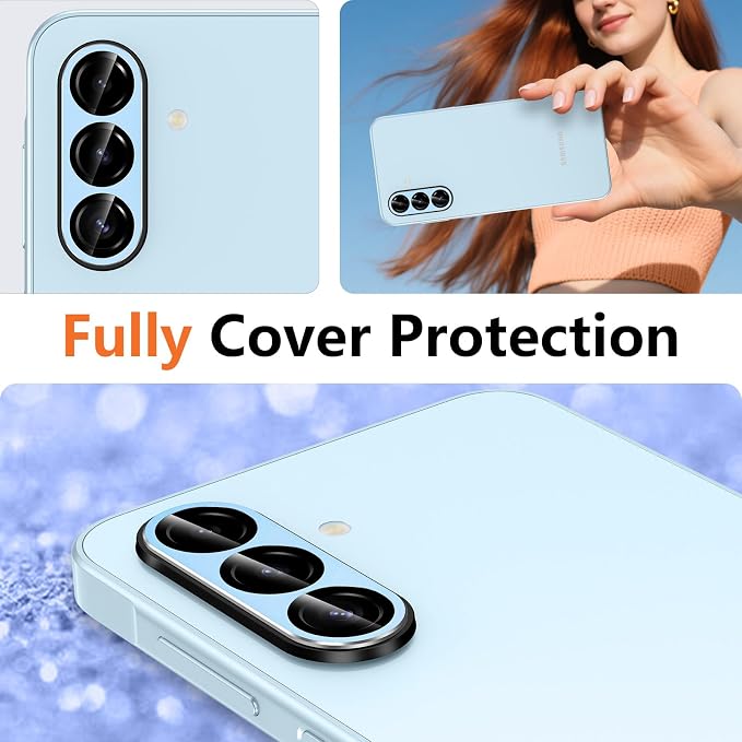 for Samsung Galaxy A17 Camera Lens Protector, Individual Metal Ring Tempered Glass Lens Cover, [Strong Adsorption] Scratch Resistant Ultra-Thin HD Clear Lens Cover, 1 Set-Blue - Image 8