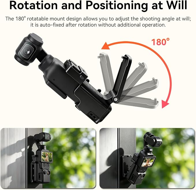 AMAZEAR Magnetic Mount Stand Compatible with DJI Osmo Pocket 4P/4/3/Xtra Muse, Pocket4 Accessories Adapter Clamp Magnet Suction Case Holder on Desktop/Vertical Surface, 180° Adjustable Handle, Black - Image 4