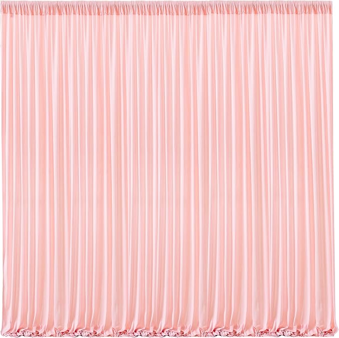 Blush Pink Backdrop Curtains-Wrinkle-Free Polyester Photography Drapes Party Curtain Background for Baby Shower Wedding Decorations- 40 X10FT by WishCare