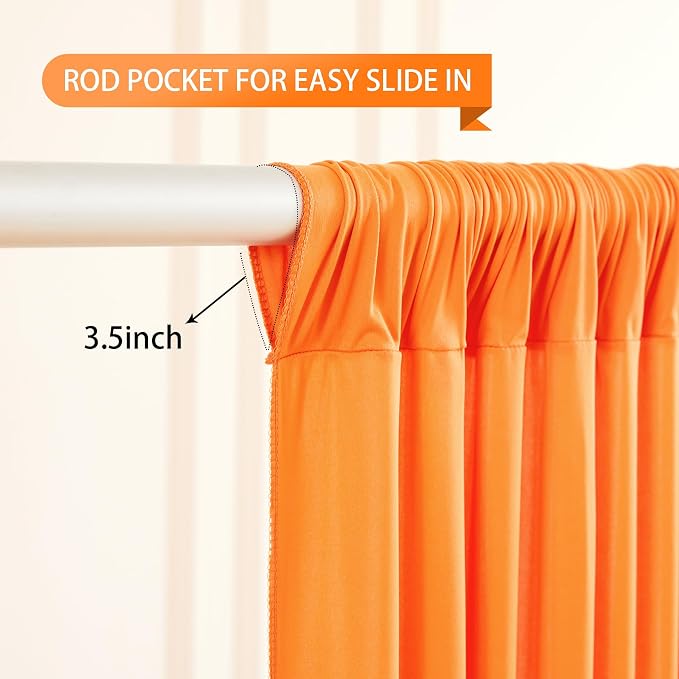 Orange Backdrop Curtain 10 Panels-Wrinkle-Free Curtains Polyester Photography Drapes for Baby Shower Birthday Party Photo Background Backdrop Stand- 40 X10FT (Orange) - Image 5