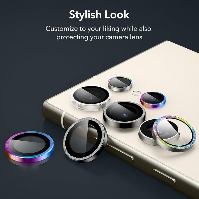 ESR for Samsung Galaxy S24 Ultra Camera Lens Protector, 1 Pack, Chromatic | Individual Camera Cover, 9H Tempered Glass, Original Camera Clarity, Scratch-Resistant, Case Friendly - Image 9