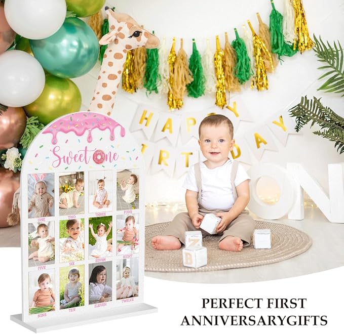 My First Year Photo Board Baby Milestone Signs One Year of Baby Photo Board, Best Babies Keepsake 10x14 Inches Acrylic Sign Decor Fits 2" x 3" Photo A14 - Image 3