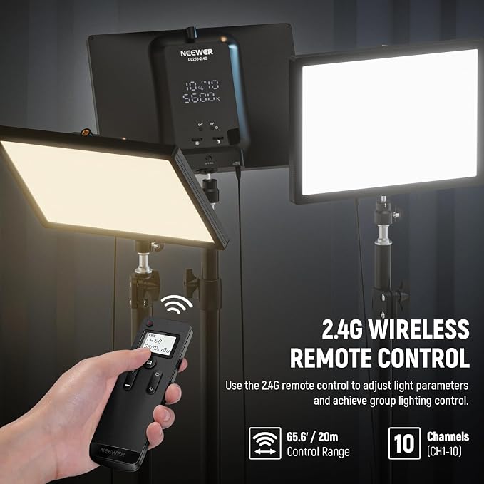 NEEWER 25W 12.9" Streaming Key Light with Desk Stand/2.4G Remote/USB Transmitter, PC/Mac APP Control 2300Lx/0.5m 2900-7000K CRI98+ Dimmable Edge Lit Video Panel Light for Webcam Laptop Zoom, GL25B | USB Transmitter, PC/Mac APP Control, 2300Lx/0.5m, 290... - Image 5