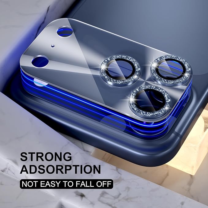 Choiche for iPhone 17 Pro Camera Lens Protector, Light-Deep Blue | Bling Metal Camera Cover with 9H Tempered Glass Lens Screen Protector Accessories, Strong Adsorption, Case-Friendly, 6.3-inch - Image 5