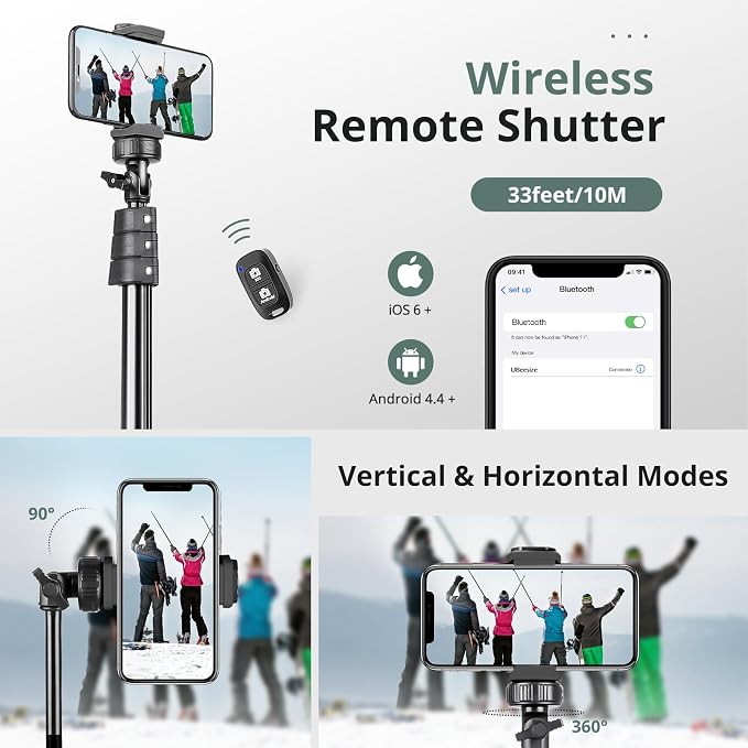 Sensyne 88" Phone Tripod, Selfie Stick Tripod with 14.95" Flexible Gooseneck, Overhead Cell Phone Stand for Video Recording, Photography, Compatible with Phone, Camera - Image 6