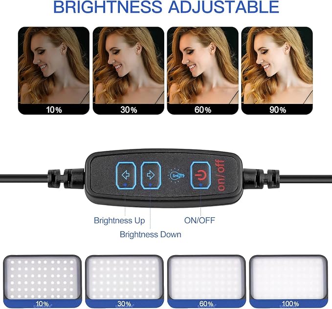 UBeesize LED Video Light Kit, 2Pcs Dimmable Continuous Portable Photography Lighting with Adjustable Tripod Stand & 5 Color Filters for Tabletop/Low-Angle Shooting, for Zoom, Game Streaming, YouTube - Image 4