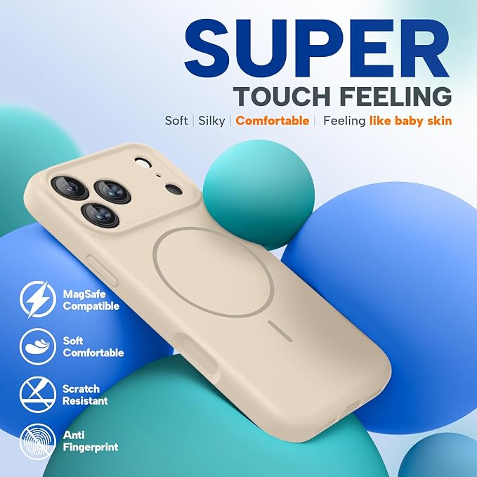 Miracase Silicone & Magnetic for iPhone 17 Pro Max Case, Sand | Compatible with MagSafe, Camera Control Cover, Premium Silicone Cover Shockproof Drop Protection Phone Case for 17 Pro Max - Image 5