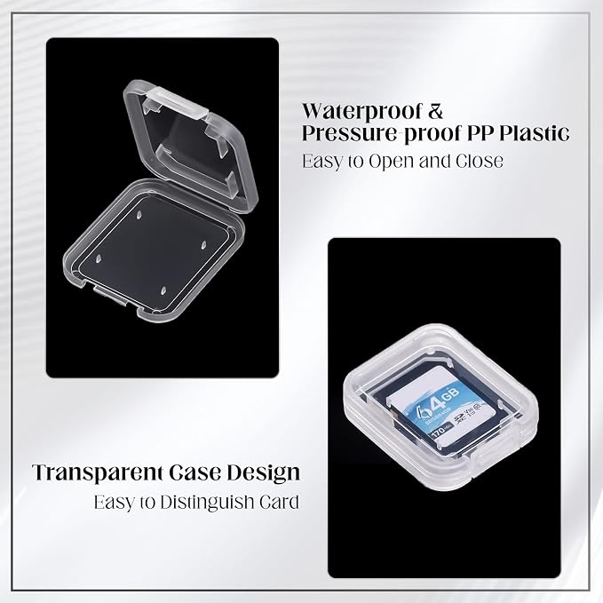 20 Pcs Clear SD Card Holder, Plastic SD Card Case with 24 Pcs Card Labels Standard SDHC SDXC Memory Cards Organizer Portable Photography Storage Accessories - Image 4