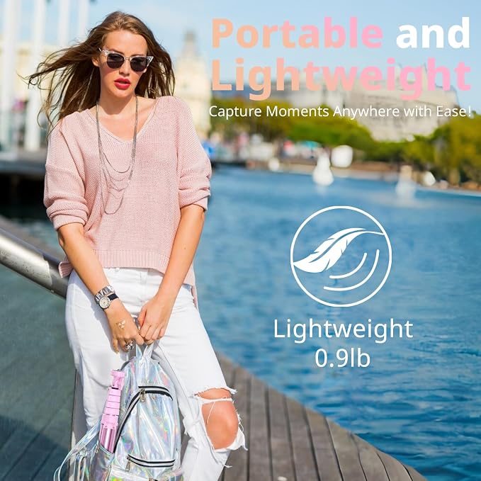 UBeesize 88’’ Flexible Phone Tripod with 14.95’’ Gooseneck, Remote and Phone Holder, Overhead Cell Phone Stand＆Selfie Stick for Video Recording, Compatible with iPhone Android Phone, Camera Pink - Image 6