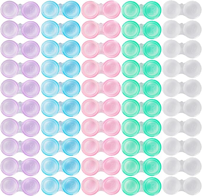 150 Pack Contact Lens Cases, Transparent Contact Cases Bulk in 5 colors, Cute Contact Lenses Case Leak-proof, Eye Contact Case for Home and Travel by Unknown