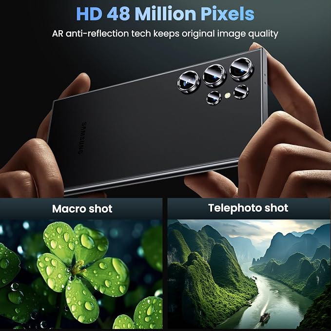 Uyiton for Samsung Galaxy S24 Ultra Camera Lens Protector, Unique Design | Case-Friendly, Military-Grade Sapphire Glass with Aluminum Metal Rear Camera Screen Cover, Black (6.8 inch) - Image 2