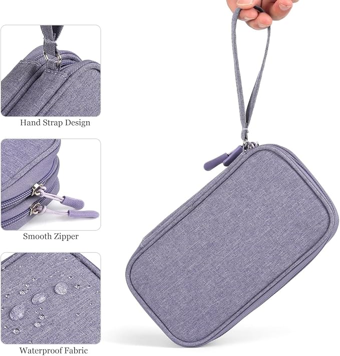 Electronic Organizer Travel Cable Accessories Bag, Electronic Organizer Case, Electronic Accessories Organizer Bag for Power Bank, Charging Cords, Chargers, Mouse, USB Cable, Earphones (Purple) - Image 6