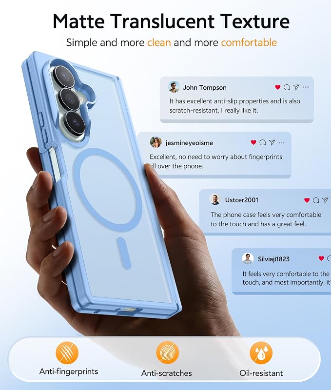 FNTCASE for Samsung Galaxy Z Fold 7 Case, Hinge Protection, Fit for Magsafe | with Screen Protector, Translucent Matte Magnetic Back, 18FT Military Grade Drop Proof, Protective Phone Cover, Light Blue - Image 6