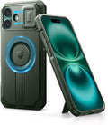 Dexnor for iPhone 16 Plus Case with Slide Camera Cover & Adjustable Kickstand, Magnetic Rugged Shockproof Bumper Cases Heavy-Duty Mangetic Protective Cover,Army Green by Dexnor